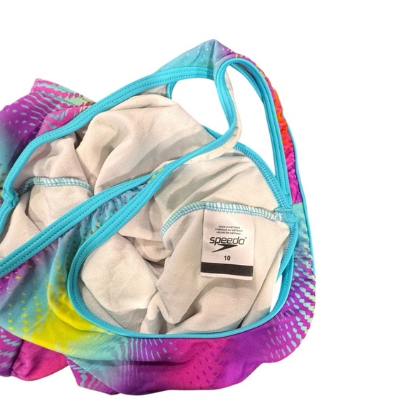 Speedo Girls One Piece Pink Blue Yellow Sports Swimsuit Swim Suit Size 10 - Picture 5 of 6